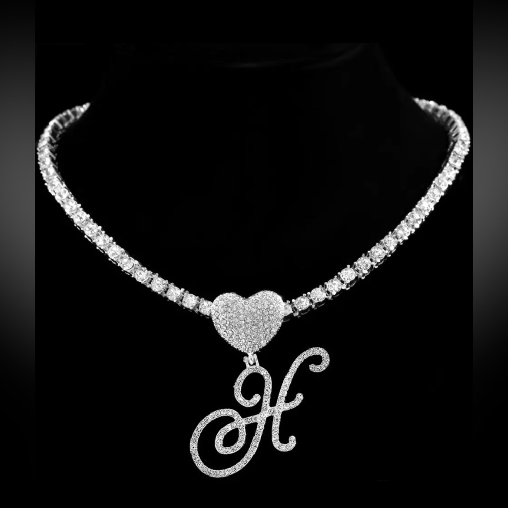 COPY - Initial letter H silver necklace